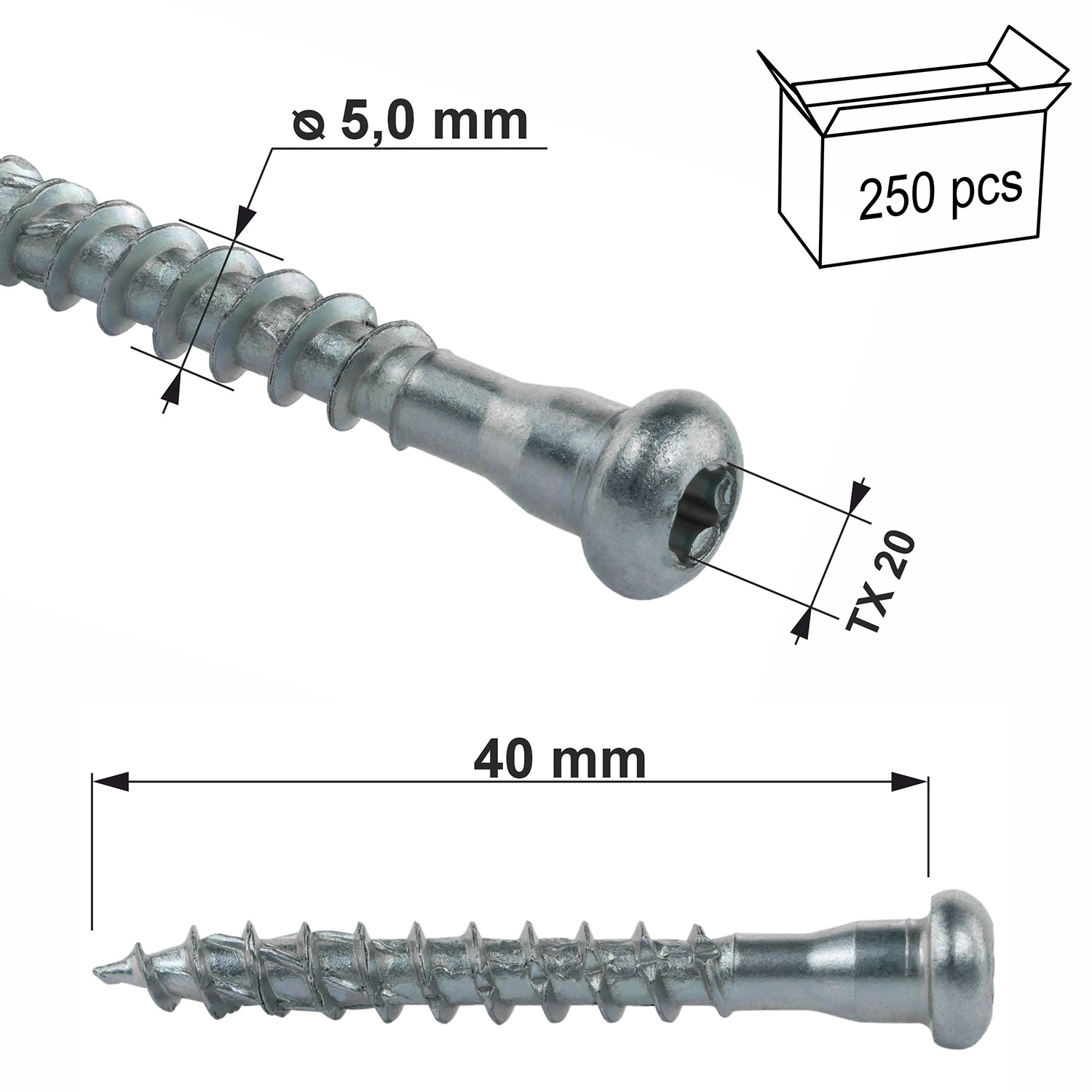 Wkręty Do łączników Ciesielskich 5x40 Mm 250 Szt. TORX Klimas WKLC ...