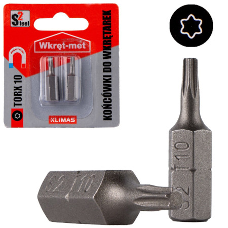 Bity do wkrętarki TORX 10 25mm 2 szt. TX10 magnetyczne Klimas