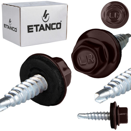 Wkręty farmerskie 4,8×20 mm RAL 8017 250 szt do blachy zszywka Etanco GTO2
